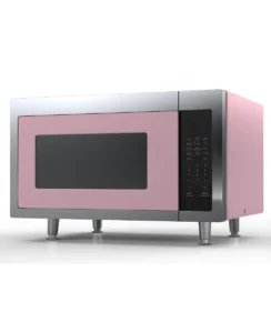 vintage style silver and pink microwave