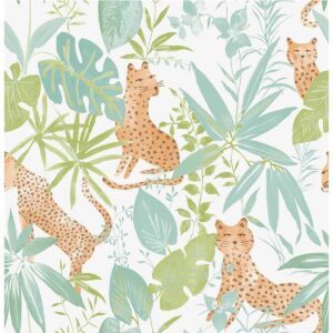vintage jaguar in the jungle wallpaper for nursery