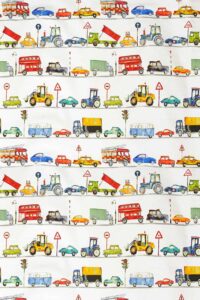 vintage vehicles in bright colors wallpaper for nursery