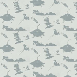 vintage outer space and aliens wallpaper for nursery