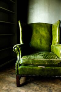 vintage green leather arm chair