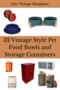 thirty two vintage style pet food bowls and storage containers