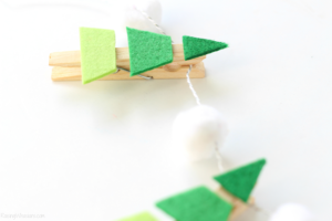 diy christmas tree clothespin garland using monochromatic felt colors