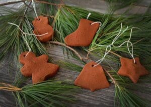 pine branches and cinnamon applesauce ornaments
