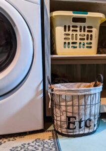 vintage storage ideas for an unfinished basement laundry room