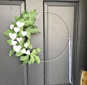 minimalist diy valentine hoop wreath