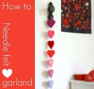 diy valentine needle felt heart garland