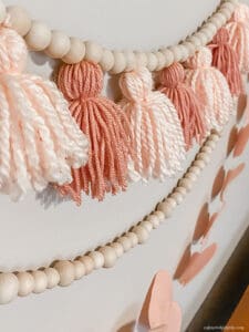 diy vintage wood bead and pink tassel valentine garland