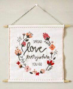 diy vintage valentines day decoration embroidered wall hanging