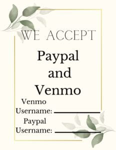 we accept paypal and venmo payment garage sale