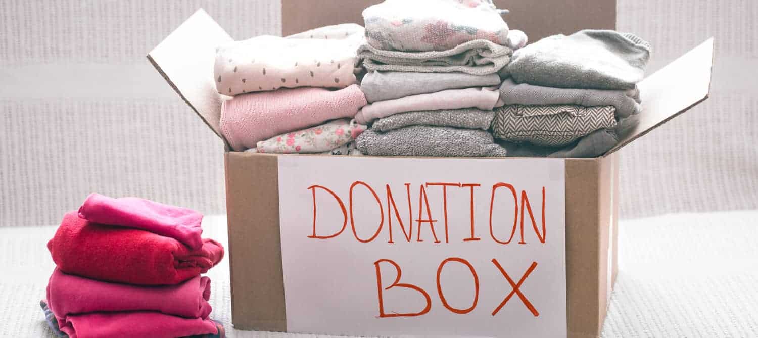 donation box filled with clothing items