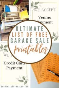 image collage of ultimate list of free garage sale printables