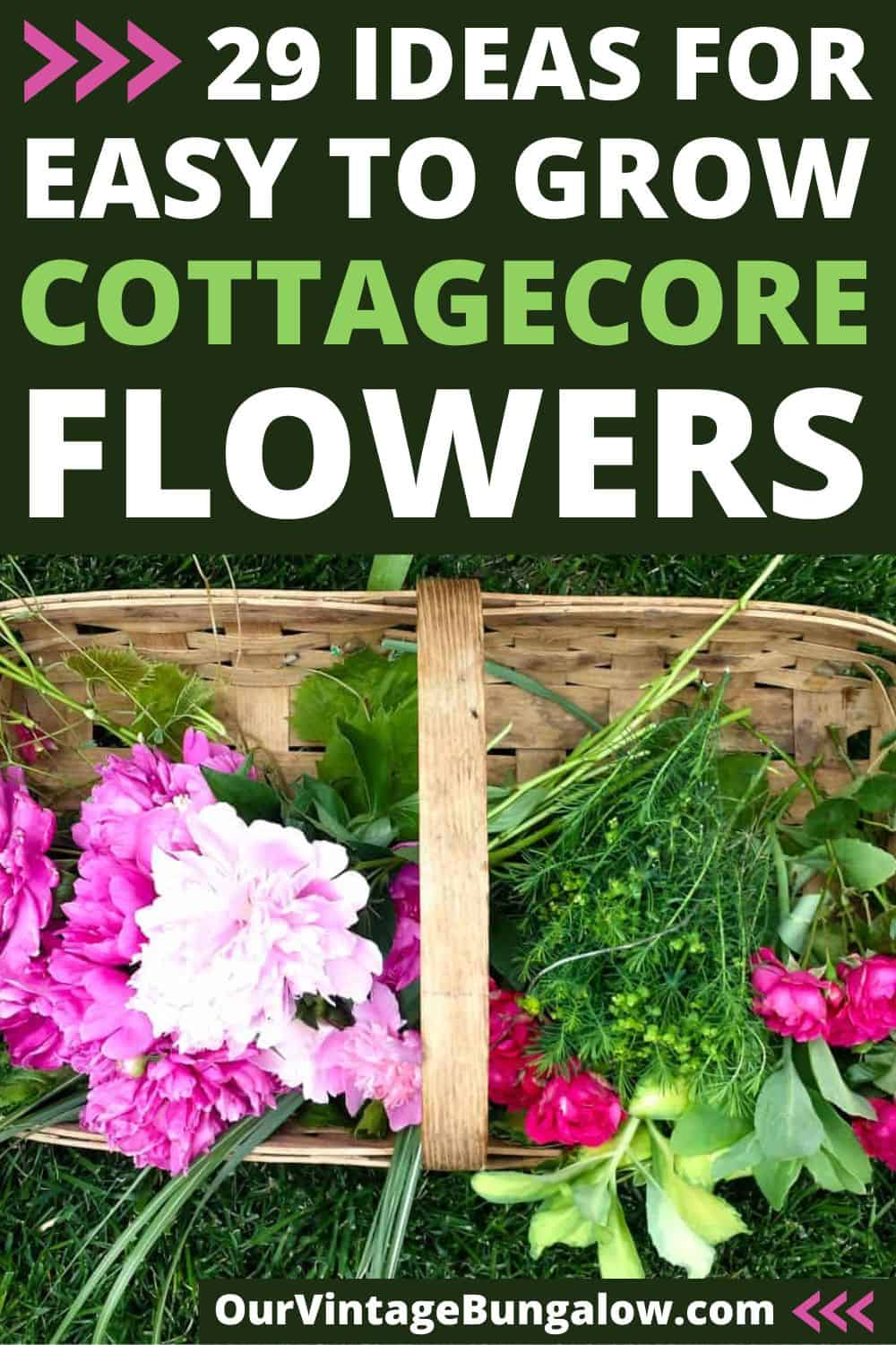basket full of fresh cut cottagecore flowers